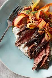 Garlicky Steak With Carrot Walnut And Dill Salad Beef Dinner Dill Salad Recipe Beef Recipes
