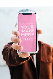 In Your Face A Mockup Template Featuring A Man Showcasing An Iphone Xs Screen To The Camera Upload Your Image Into Th Iphone Mockup Psd Phone Mockup Iphone