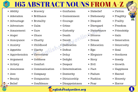 Abstract Nouns List Of 165 Important Abstract Nouns From A To Z English Study Online In 2020 Abstract Nouns Nouns English Study