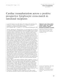Pdf Cardiac Transplantation Across A Positive Prospective Lymphocyte Cross Match In Sensitized Recipients