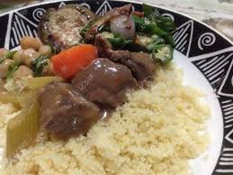 Couscous in morocco is not traditionally made as a salad but as a meal, complete with vegetables and meat. A Moroccan Lunch Set Couscous Beef Stew And Assorted Vegetables Stock Photo Picture And Royalty Free Image Image 20555756