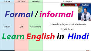 Learn English Through Hindi Formal And Informal English Words And Phrase Learn English English Words Words