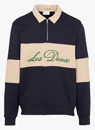 Sweat regular à col classique et zip Cory Dark navy-light desert sand Les  Deux