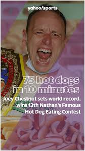 Joey Chestnut wins 13th title at Nathan's Famous Hot Dog Eating Contest,  sets record