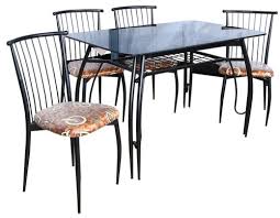 From modern and contemporary sets to a rustic feel or traditional formal tables and chairs, we offer the opportunity to customize your set to fit perfectly in any room. Mpf Black Metal Dining Table Set Size Dimension 4 X 2 5 4 Seater Rs 11100 Set Id 23305378248