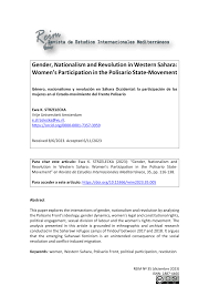 PDF) Gender, Nationalism and Revolution in Western Sahara: Women's  Participation in the Polisario State-Movement