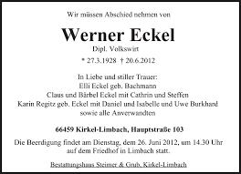 Traueranzeigen von Werner Eckel