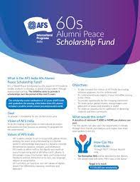 The sponsoring organization (the community foundation) appoints all of the members of the scholarship committee and the donor's advice is given solely as a member of the committee 2. 60s Alumni Peace Scholarship Fund Afseffect For A Better World By Afs Intercultural Programs India Issuu