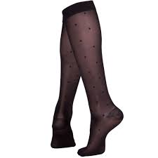 Knee High Sheer Compression Stockings Dot Pattern 15 20 Mmhg Black Truform 1782 In 2021 Stockings Compression Stockings Support Stockings