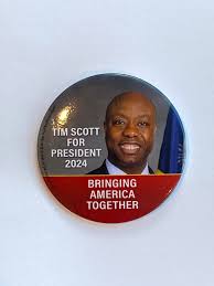2024 Senator Tim Scott for President 3" Button "bringing America Together"  Pin