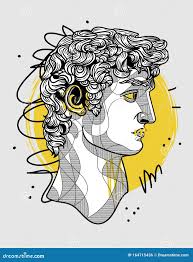 Escultura Clásica De David Estilo Geométrico Amarillo Creativo Stock de  ilustración