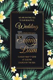 Hochzeitskarte einladung foto, gold & palmen. Hochzeit Ehe Einladungskarte Vorlage Exotischer Tropischer Dschungelregengrunpalmen Grenzrahmen Leinwandbilder Bilder Platzhalter Promo Laden Myloview De