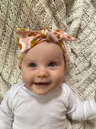Baby Girl Headwrap, Tie-on Headwrap, Retro Flower Baby Bow, Retro Baby Bow,  Baby Headwraps, Flat Bow, Knot Headband, Baby Turban, Headwraps