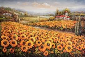 Flower fields in carlsbad 1992 print. Wall Art Sunflower Field Flower Field Large Art Canvas Oil Paintin Largepaintingart Com