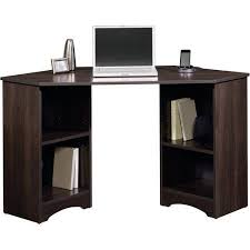 Elegant Corner Desk With 2 Adjustable Shelves Transitional Style Wire Management Made From Wood Pen Corner Desk Corner Computer Desk Office Furniture Tables