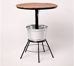 Oasis Round Outdoor Bar Table With Ice Bucket Qvc Com In 2020 Outdoor Bar Table Bar Table Outdoor Bar