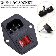 Check spelling or type a new query. Buy 15a 250v Power Switch Ac 3pin Socket With Red Triple Rocker Switch Tripod Fuse For 3d Printer At Affordable Prices Free Shipping Real Reviews With Photos Joom