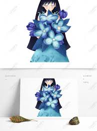 10 koleksi wallpaper gambar bunga keren terbaru, flower wallpaper free download, top 10 flower images for free. Wanita Cantik Digambar Tangan Memegang Bunga Biru Gambar Unduh Gratis Grafik 733504225 Format Gambar Psd Lovepik Com