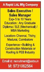 Jobs Sale Executive Sales Manager Be Mechanical Sales Manager Management Mechanical Projects