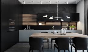 Petit Espace Couleur Ton Sur Ton Noir Cuisine En 2020 Cuisine Noire Cuisine Moderne Interieur Design