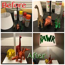 Diy Dinosaur Lamp Bought Stand And Shade At Ikea I Drew With A Pencil Then Painted Design On Lamp Shade Picked Out Som Dinosaur Lamp Diy Lamp Shade Diy Lamp