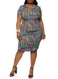 Maybe you would like to learn more about one of these? Plus Size Printed V Neck T Shirt Dress Rainbow