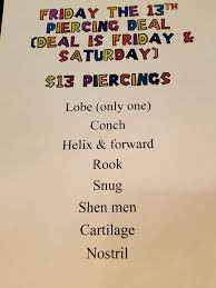 Friday The 13th Piercing Adrenaline Tattoos Piercings Facebook