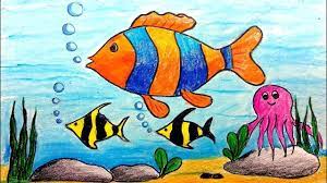 How To Draw Underwater Scenery Step By Step Youtube Art Drawings For Kids Scenery Drawing For Kids Fish Drawing For Kids