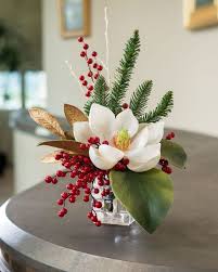 Magnolia And Berried Christmas Arrangement Christmas Floral Arrangements Christmas Floral Christmas Flower Arrangements