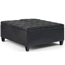 Leather furniture | leather ottomans & benches. 36 Elliot Coffee Table Storage Ottoman Faux Leather Distressed Black Wyndenhall Target