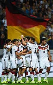 Mario Goetze Of Germany Is Mobbed By Team Mates After Scoring His Germany Football Germany Football Team German National Team