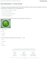 Here are 25 facts about pi! Quiz Worksheet Pi Facts For Kids Study Com