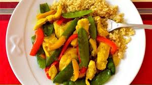 Poulet Aux Pois Gourmands Et Poivrons Recette Par Ma Cuisine Sante Pois Gourmands Pois Gourmands Recette Poulet