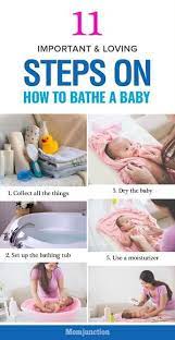 Your baby may be bathed on a towel, blanket, or changing table until his umbilical cord falls off or until he is old enough to sit up. 11 Important And Loving Steps On How To Bathe A Baby It Is Even More Difficult If He Is Your First Baby T Baby Bath Time Newborn Baby Tips Newborn Baby Care