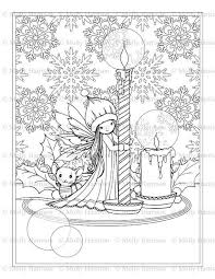 Why not go for a tree that's pink, red, turquoise or even black? Christmas Fairy And Mouse With Candles Coloring Page All Etsy