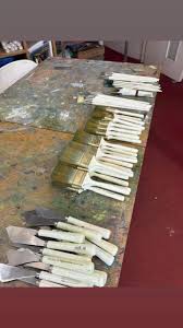 All set up ready for another big class , Down in Southend at Lawrence  Mathews art shop 😊☀️🎨🎨