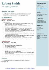 apple specialist resume samples