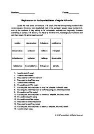 Magic Square On Spanish Imperfect Tense Of Regular Ar Verbs No Prep Practice Im Not Perfect Imperfect Spanish Magic Squares