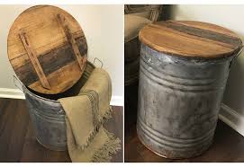 Barrel End Table Drum Stool Drum End Table Drum Table Metal Drum Barrel Table