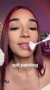 painting happy little trees 🌲 #asmr #spitpainting #asmrspitpainting #fyp