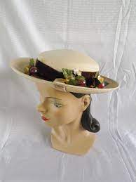 Clearance 1950 S Vintage Beige Breton Hat With Clear Etsy Breton Hat Modern Hat Hats Vintage