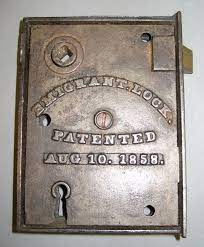 Russell Erwin Emigrant Lock Patented Aug 10 1858 Backside 10 Things Patent Antiques