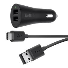 Dual Usb A Car Charger Usb A To Usb C Cable Belkin