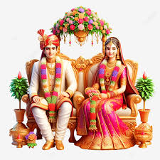 Indian Wedding Couple Sitting Clipart, Bride Groom Couple, Indian, Dulha Dulhan PNG Transparent Image and Clipart for Free Download