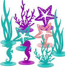 Buy Cieovo 16pcs Ocean Mermaid Party Decoration Diy Felt Table Centerpiece For Under The Sea Little Mermaid Theme Baby Shower Birthday Wedding Party Decoration Supplies Online In Usa B08ckgbchh