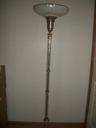 Antique Torchiere Floor Lamp W Etched Glass Column Opalescent Shade Antique Lamps Lamp Torchiere Floor Lamp