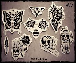 Awa Production Black Traditional Tattoo Flash Black And Grey Tattoos Traditional Tattoo American Traditional Tattoo