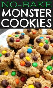 A Simple Easy No Bake Peanut Butter Cookie Recipe With Quick Cooking Oats Topped With Choco Baking Recipes Cookies Easy No Bake Cookies Monster Cookies Recipe