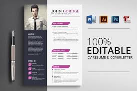 Creative Word Cv Resume Template Cv Resume Template Resume Template Resume Design Template