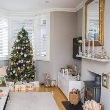 Pretty Grey Living Room With Christmas Tree Christmas Living Rooms Living Room Pictures Living Room Grey